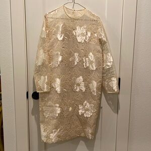 Anne Crimmins For Umi‎ Collections Dress Size 12 Ivory Floral Embroidered Lace.